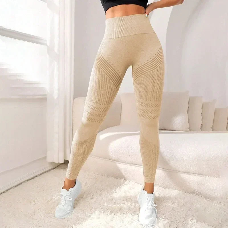 Mallas deportivas de cintura alta sin costura para mujer